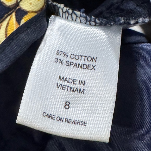 🔵 7TH AVENUE NY & CO FLORAL NAVY & YELLOW CAPRIS SIZE 8 - Picture 6 of 7